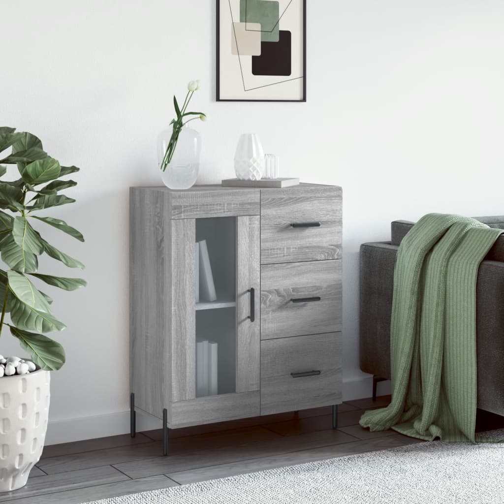 Dressoir 69,5X34X90 Cm Bewerkt Hout Grijs Sonoma Eikenkleurig