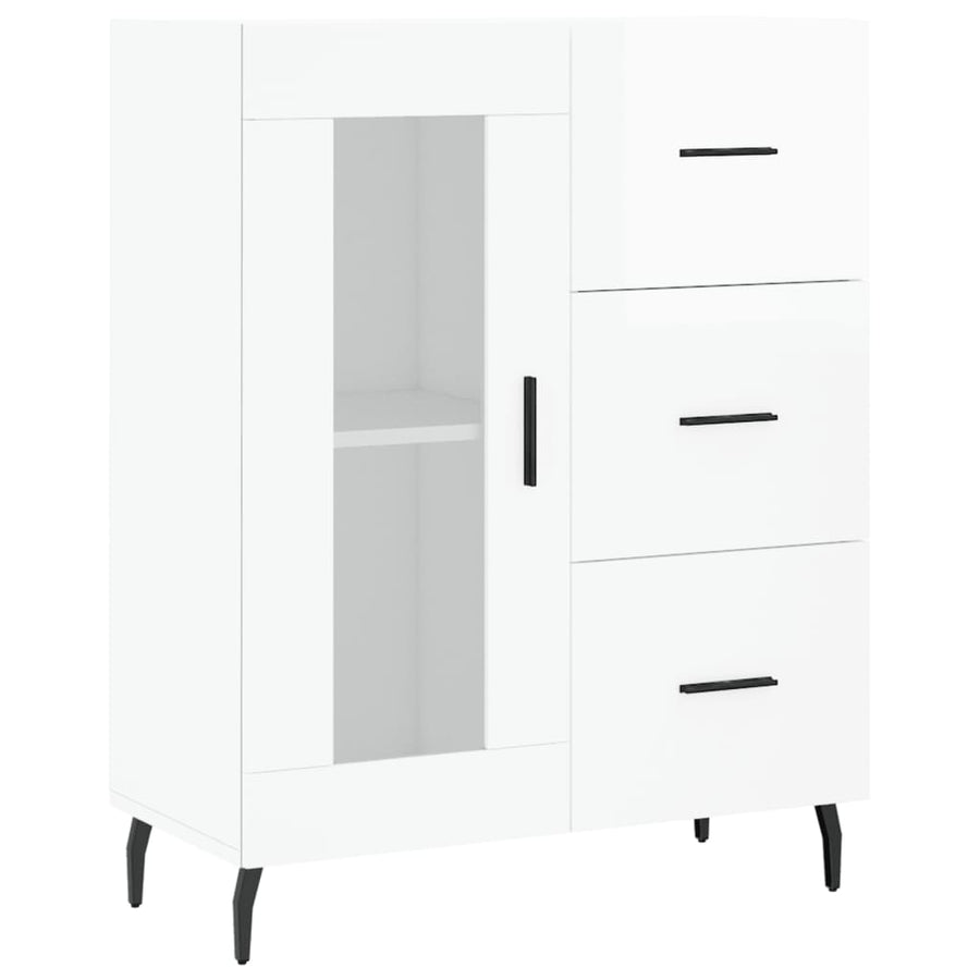 Dressoir 69,5X34X90 Cm Bewerkt Hout Hoogglans Wit