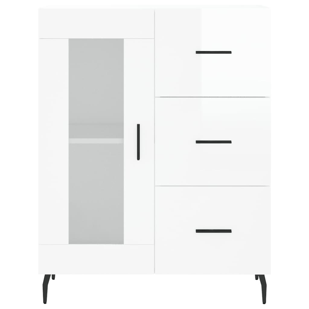 Dressoir 69,5X34X90 Cm Bewerkt Hout Hoogglans Wit