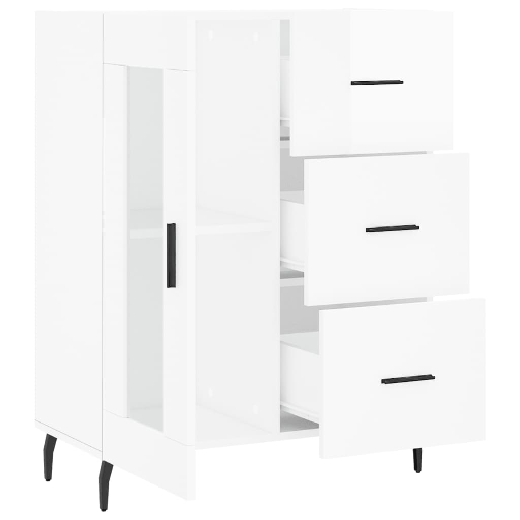 Dressoir 69,5X34X90 Cm Bewerkt Hout Hoogglans Wit