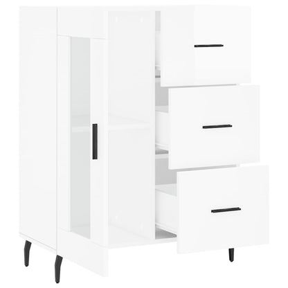 Dressoir 69,5X34X90 Cm Bewerkt Hout Hoogglans Wit