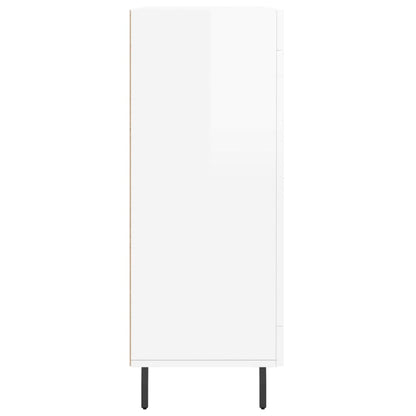 Dressoir 69,5X34X90 Cm Bewerkt Hout Hoogglans Wit