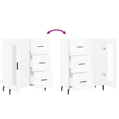 Dressoir 69,5X34X90 Cm Bewerkt Hout Hoogglans Wit