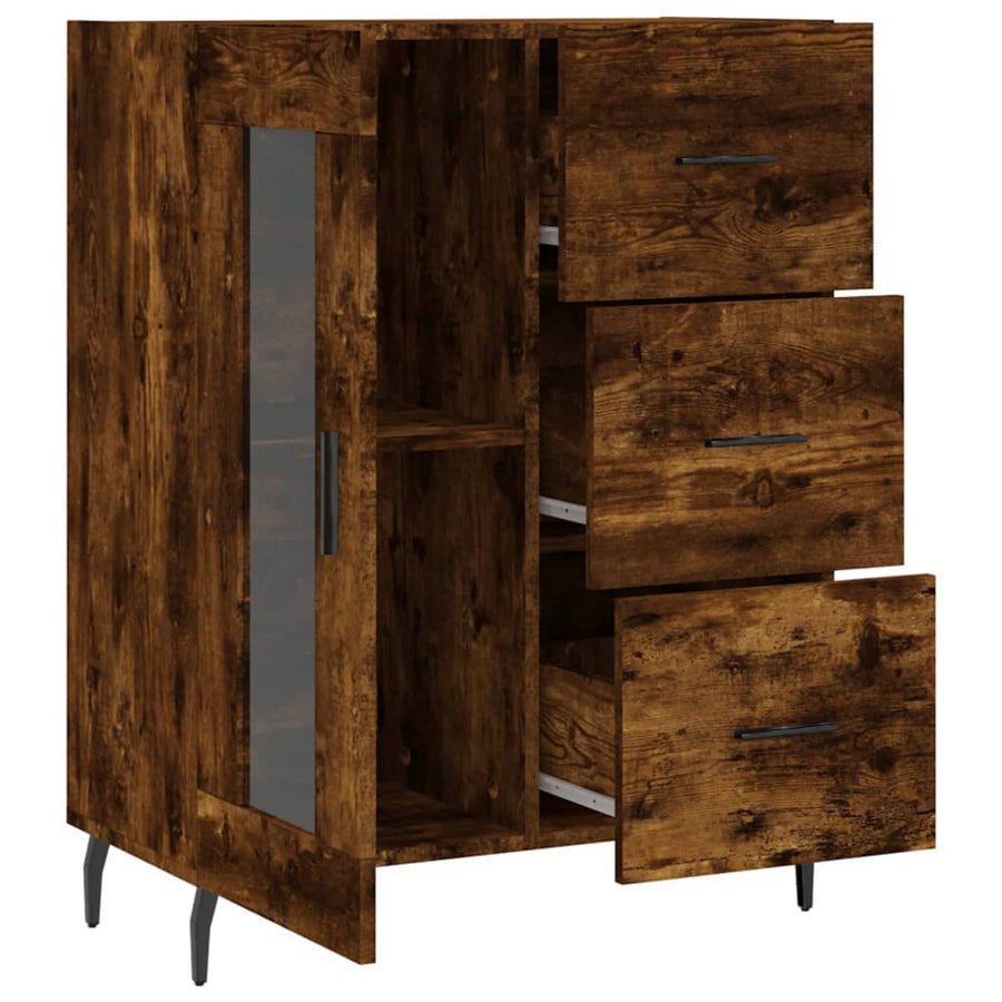 Dressoir 69,5X34X90 Cm Bewerkt Hout Gerookt Eikenkleurig
