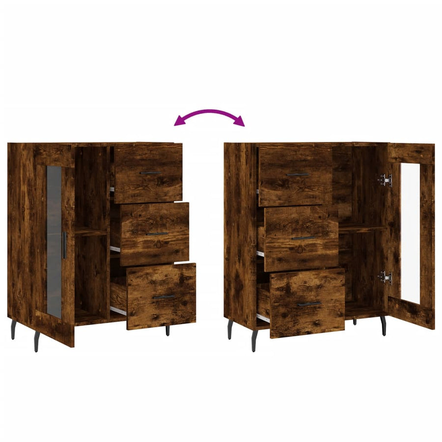 Dressoir 69,5X34X90 Cm Bewerkt Hout Gerookt Eikenkleurig