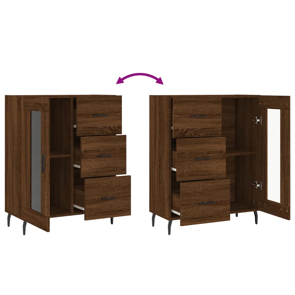 Dressoir 69,5X34X90 Cm Bewerkt Hout Bruin Eikenkleur