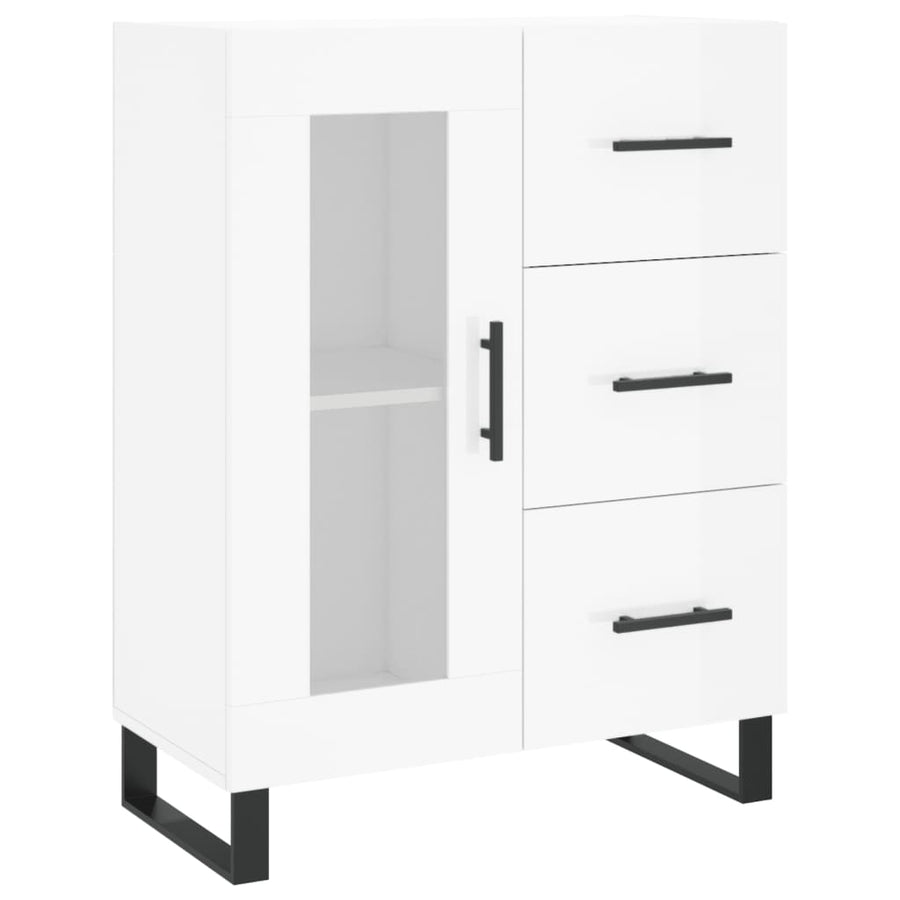 Dressoir 69,5X34X90 Cm Bewerkt Hout Hoogglans Wit