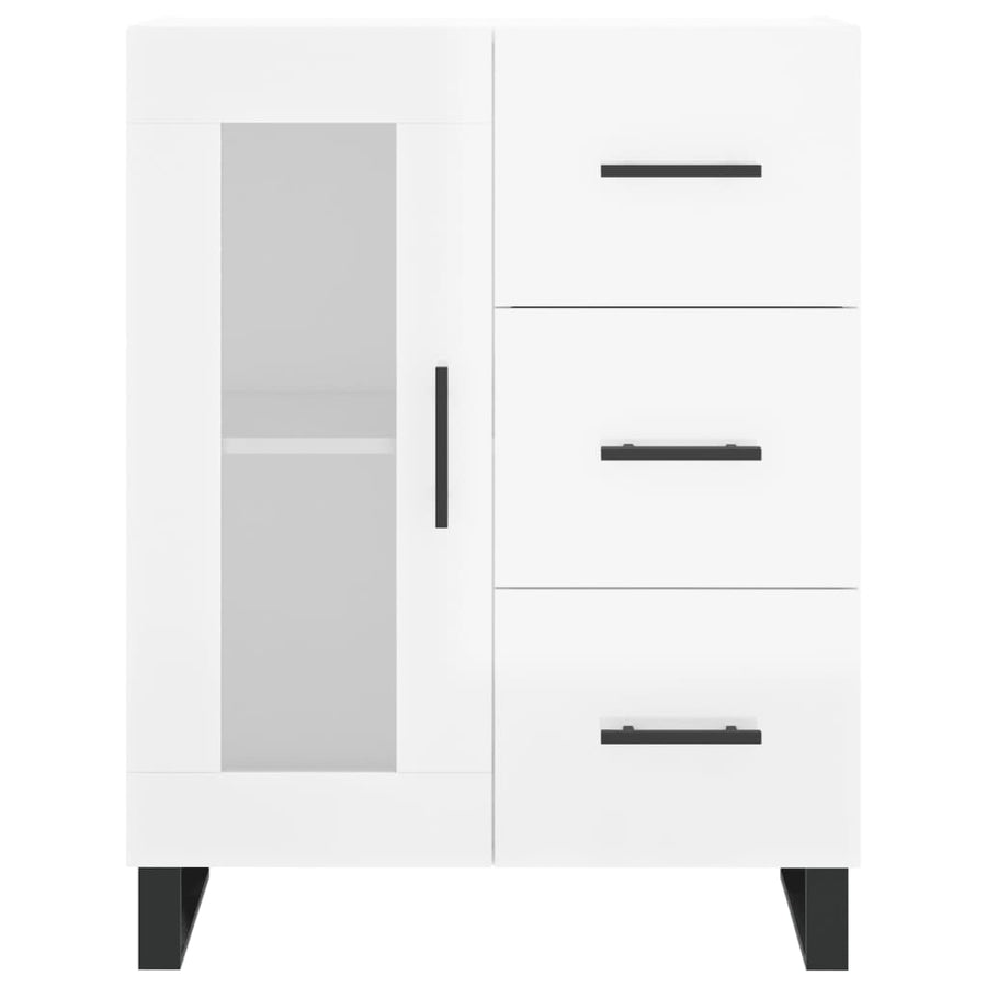 Dressoir 69,5X34X90 Cm Bewerkt Hout Hoogglans Wit