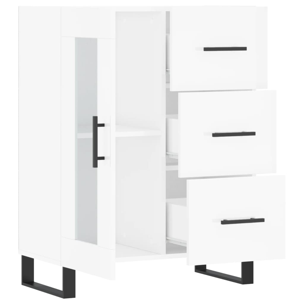 Dressoir 69,5X34X90 Cm Bewerkt Hout Hoogglans Wit