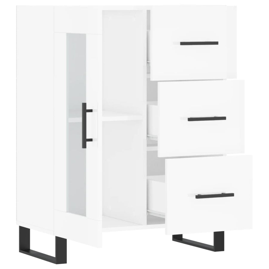 Dressoir 69,5X34X90 Cm Bewerkt Hout Hoogglans Wit