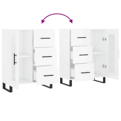 Dressoir 69,5X34X90 Cm Bewerkt Hout Hoogglans Wit
