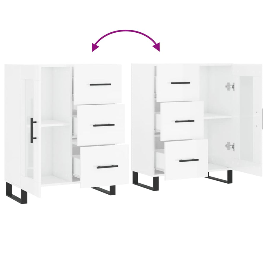 Dressoir 69,5X34X90 Cm Bewerkt Hout Hoogglans Wit