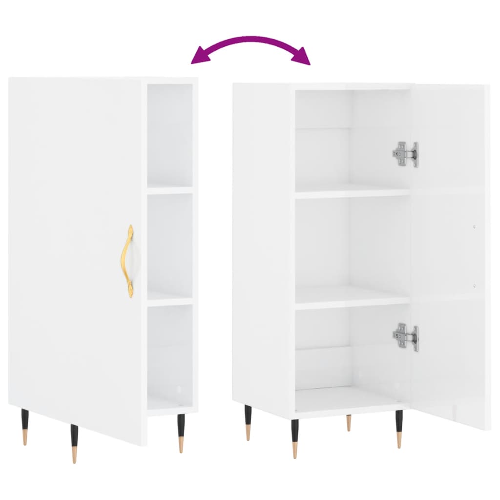 Dressoir 34,5X34X90 Cm Bewerkt Hout Hoogglans Wit