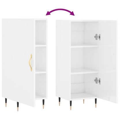 Dressoir 34,5X34X90 Cm Bewerkt Hout Hoogglans Wit