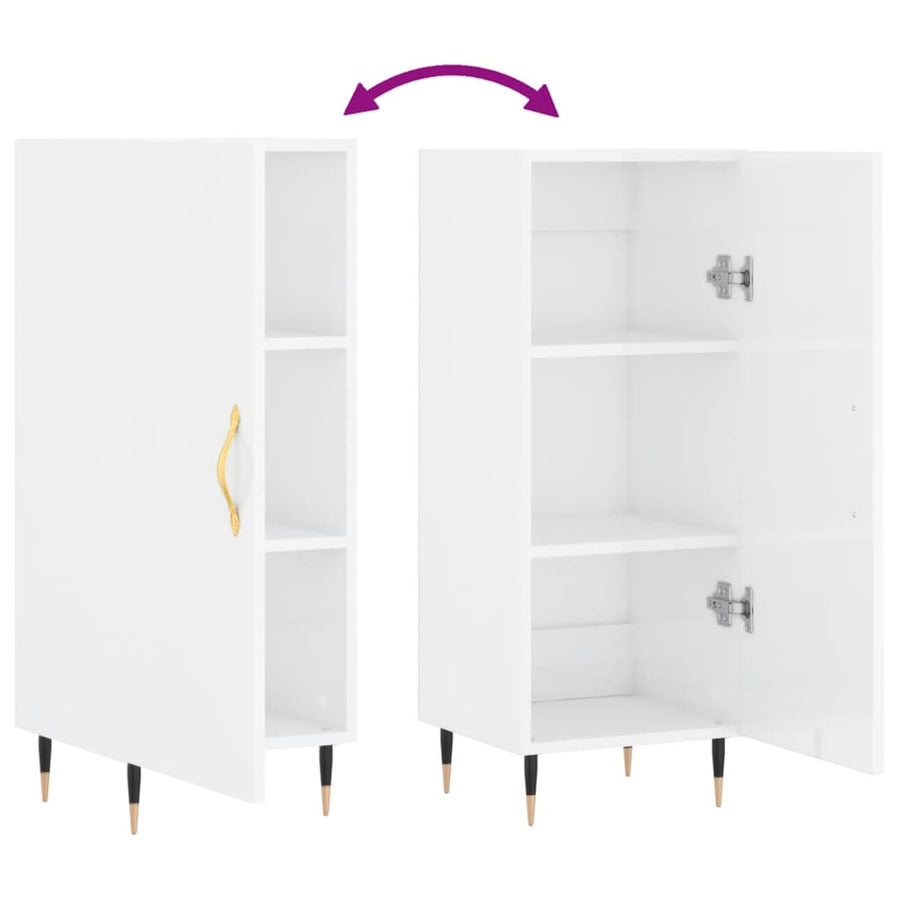 Dressoir 34,5X34X90 Cm Bewerkt Hout Hoogglans Wit