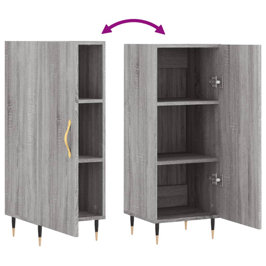 Dressoir 34,5X34X90 Cm Bewerkt Hout Grijs Sonoma Eikenkleurig