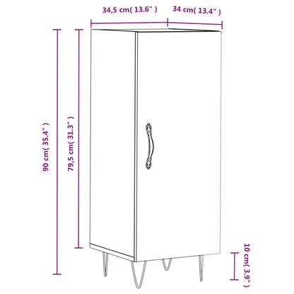 Dressoir 34,5X34X90 Cm Bewerkt Hout Hoogglans Wit