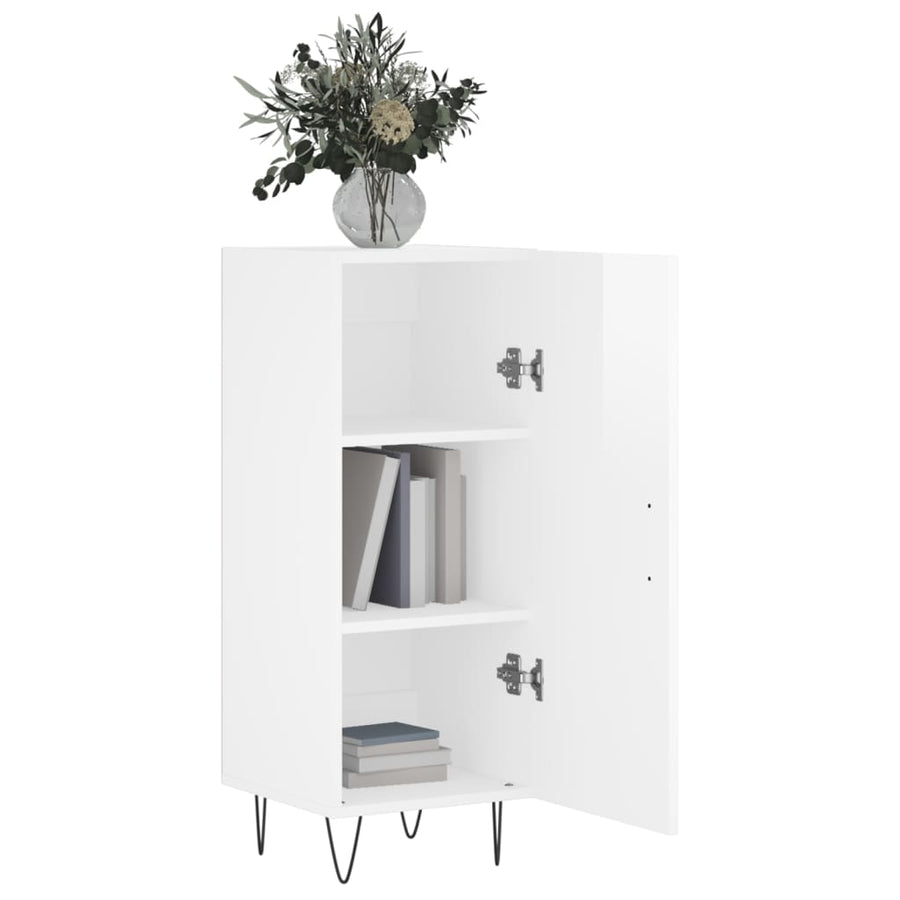 Dressoir 34,5X34X90 Cm Bewerkt Hout Hoogglans Wit