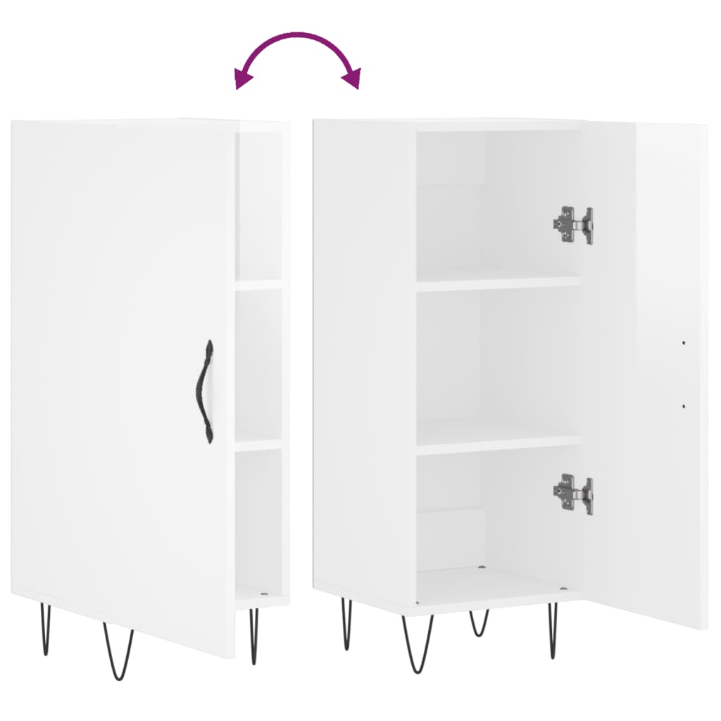 Dressoir 34,5X34X90 Cm Bewerkt Hout Hoogglans Wit