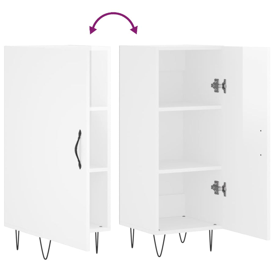 Dressoir 34,5X34X90 Cm Bewerkt Hout Hoogglans Wit