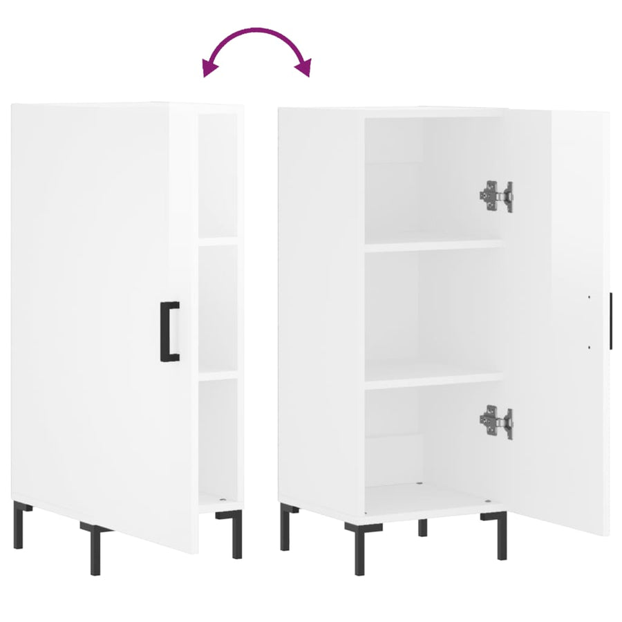 Dressoir 34,5X34X90 Cm Bewerkt Hout Hoogglans Wit
