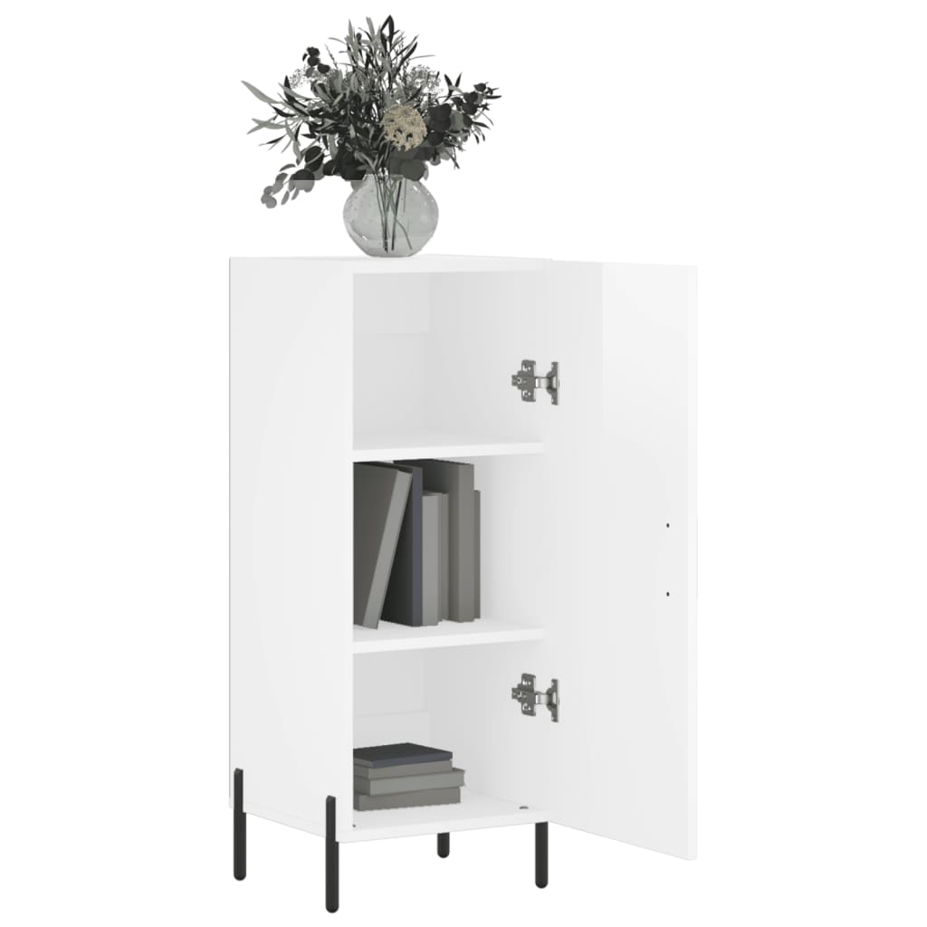 Dressoir 34,5X34X90 Cm Bewerkt Hout Hoogglans Wit