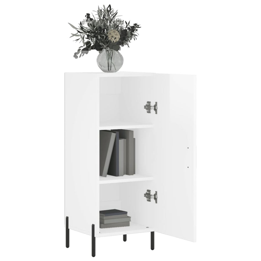 Dressoir 34,5X34X90 Cm Bewerkt Hout Hoogglans Wit
