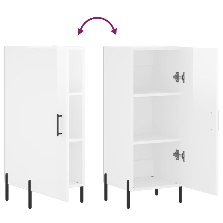 Dressoir 34,5X34X90 Cm Bewerkt Hout Hoogglans Wit
