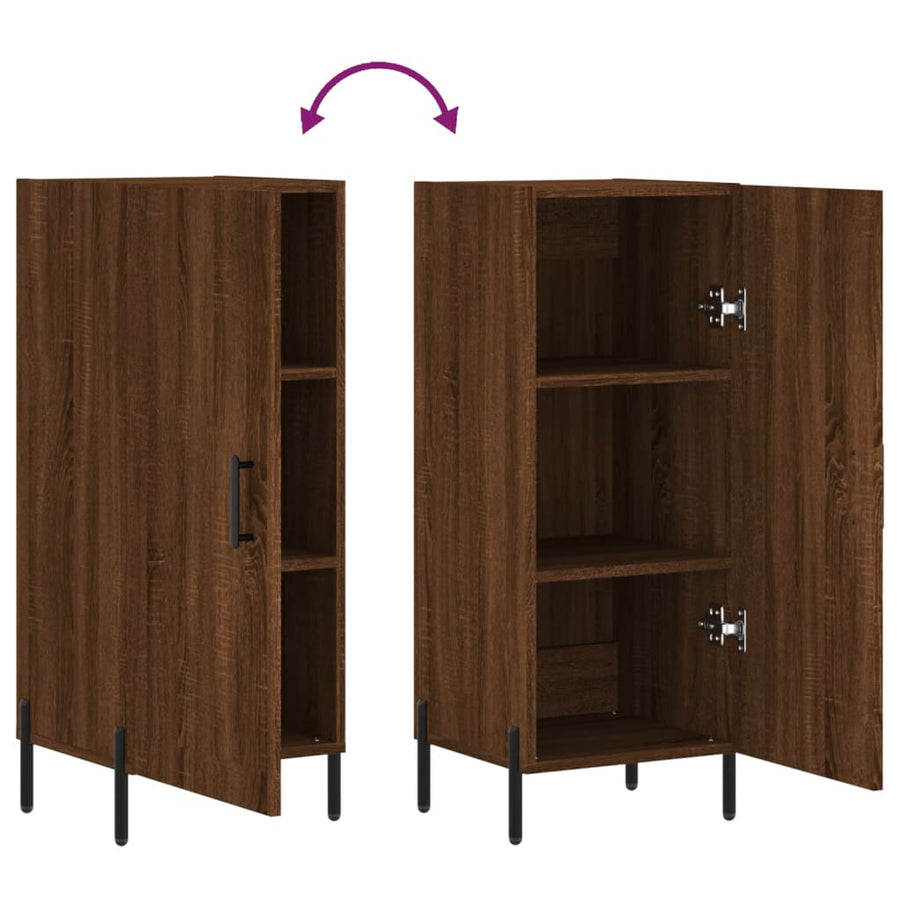 Dressoir 34,5X34X90 Cm Bewerkt Hout Bruin Eikenkleur