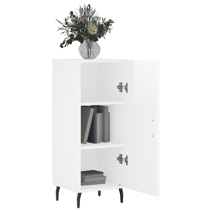 Dressoir 34,5X34X90 Cm Bewerkt Hout Hoogglans Wit