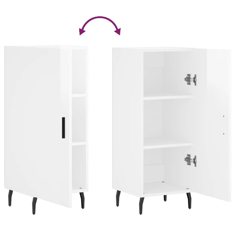 Dressoir 34,5X34X90 Cm Bewerkt Hout Hoogglans Wit