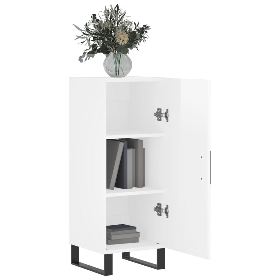 Dressoir 34,5X34X90 Cm Bewerkt Hout Hoogglans Wit