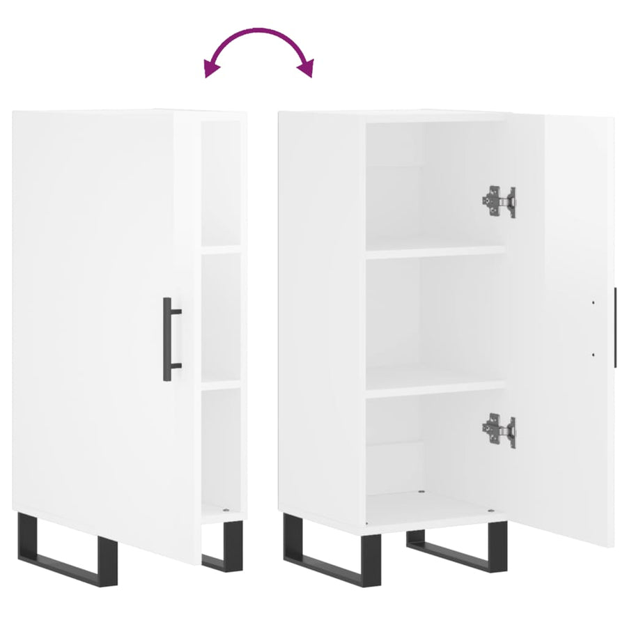 Dressoir 34,5X34X90 Cm Bewerkt Hout Hoogglans Wit