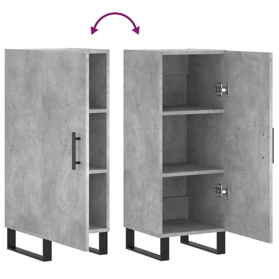 Dressoir 34,5X34X90 Cm Bewerkt Hout Betongrijs