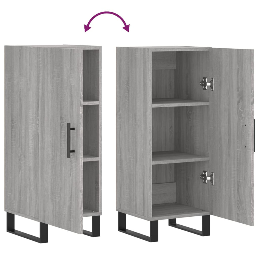 Dressoir 34,5X34X90 Cm Bewerkt Hout Grijs Sonoma Eikenkleurig