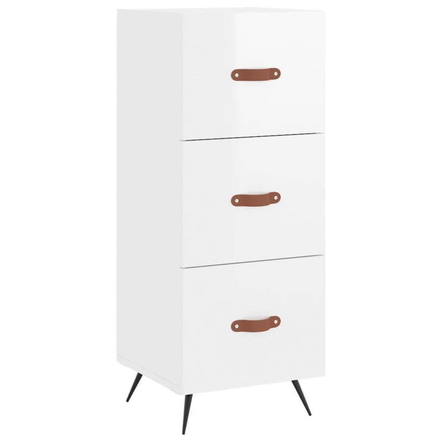 Dressoir 34,5X34X90 Cm Bewerkt Hout Hoogglans Wit