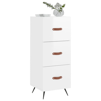 Dressoir 34,5X34X90 Cm Bewerkt Hout Hoogglans Wit