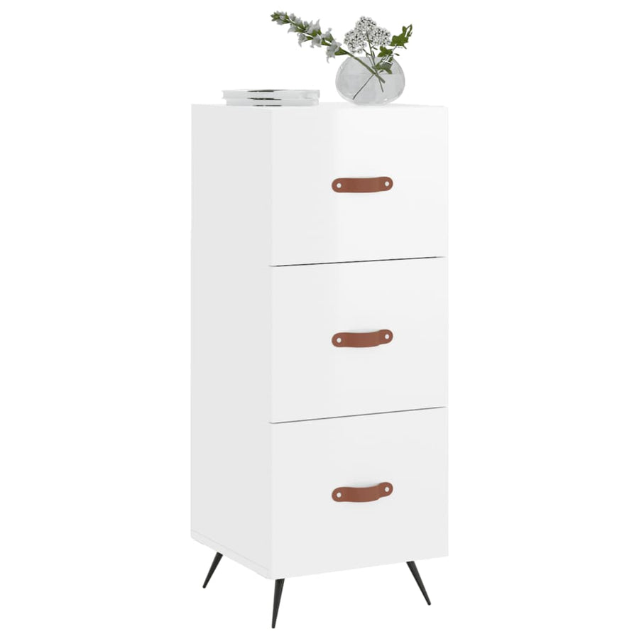 Dressoir 34,5X34X90 Cm Bewerkt Hout Hoogglans Wit