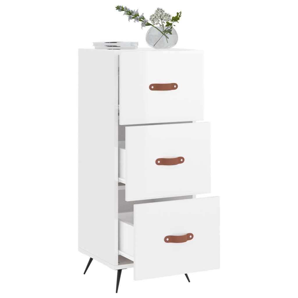 Dressoir 34,5X34X90 Cm Bewerkt Hout Hoogglans Wit