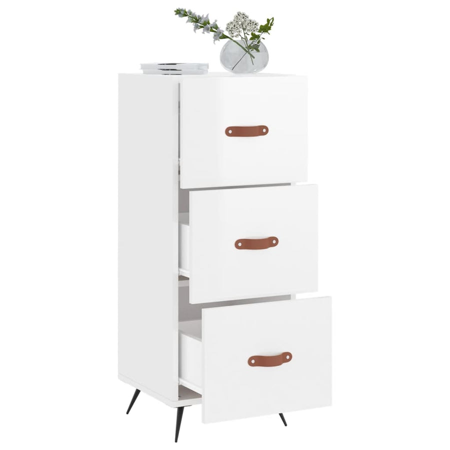 Dressoir 34,5X34X90 Cm Bewerkt Hout Hoogglans Wit