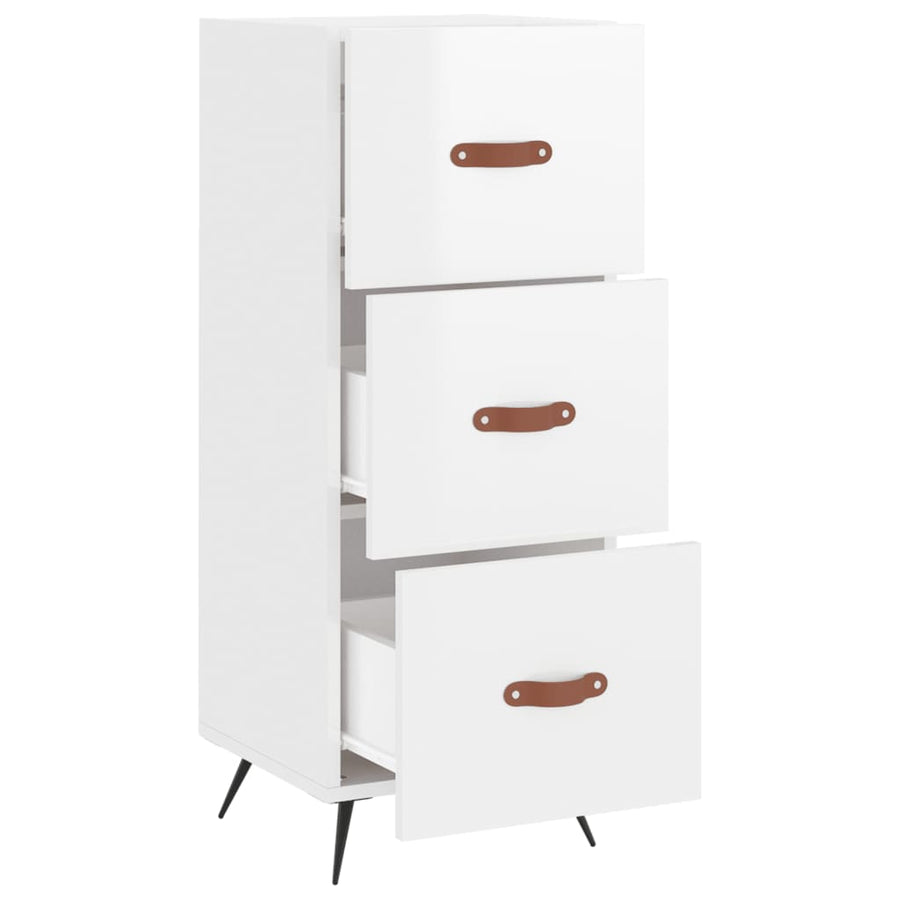 Dressoir 34,5X34X90 Cm Bewerkt Hout Hoogglans Wit
