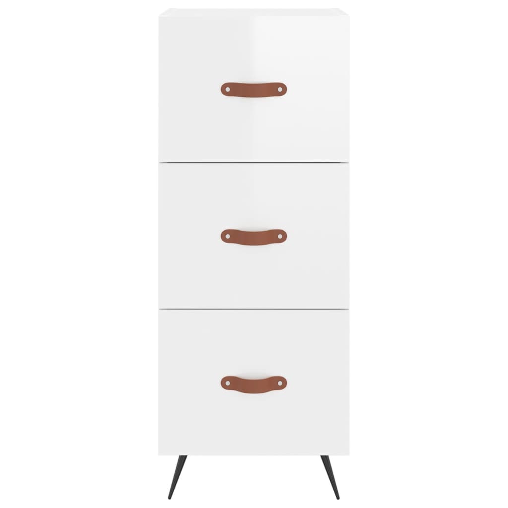 Dressoir 34,5X34X90 Cm Bewerkt Hout Hoogglans Wit