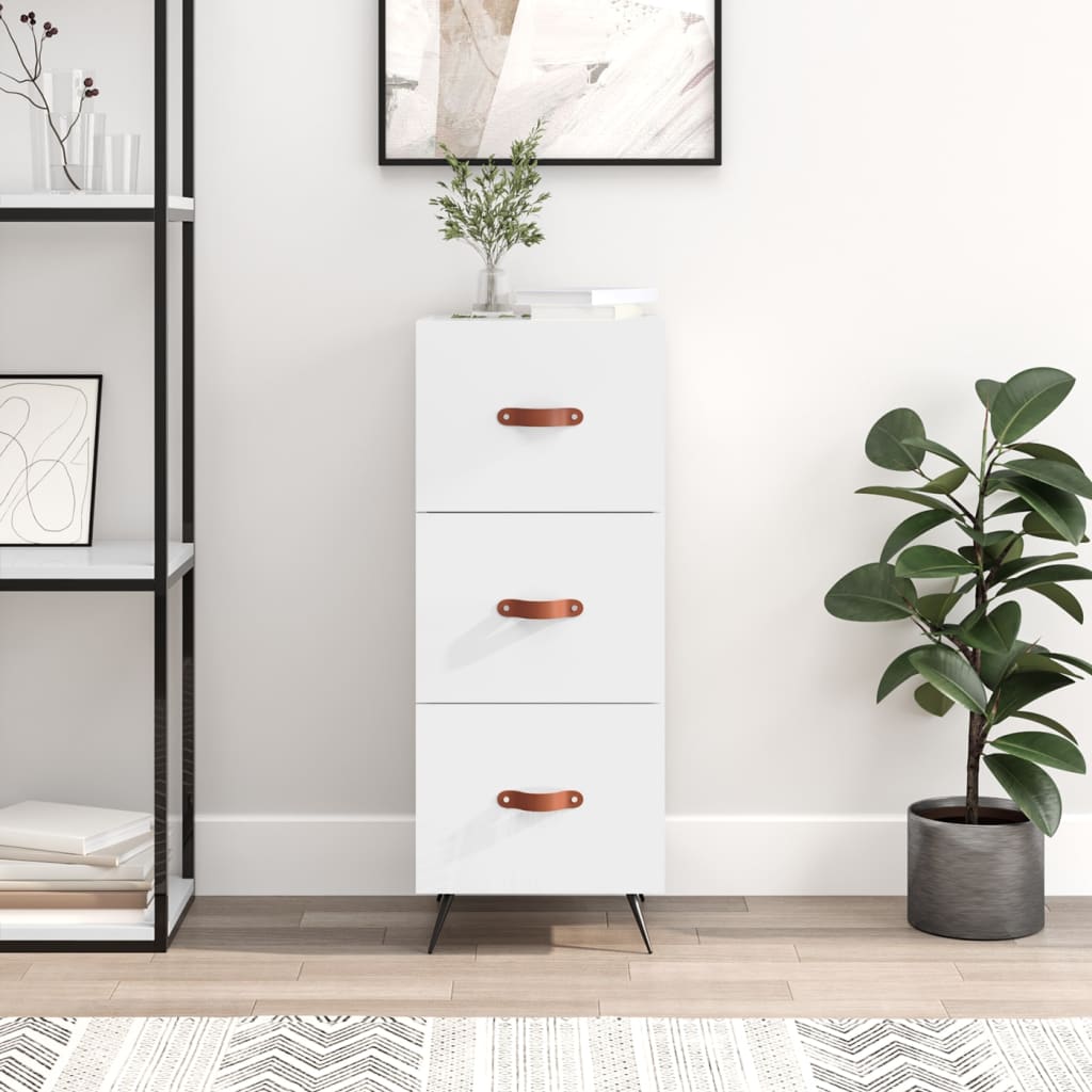 Dressoir 34,5X34X90 Cm Bewerkt Hout Hoogglans Wit