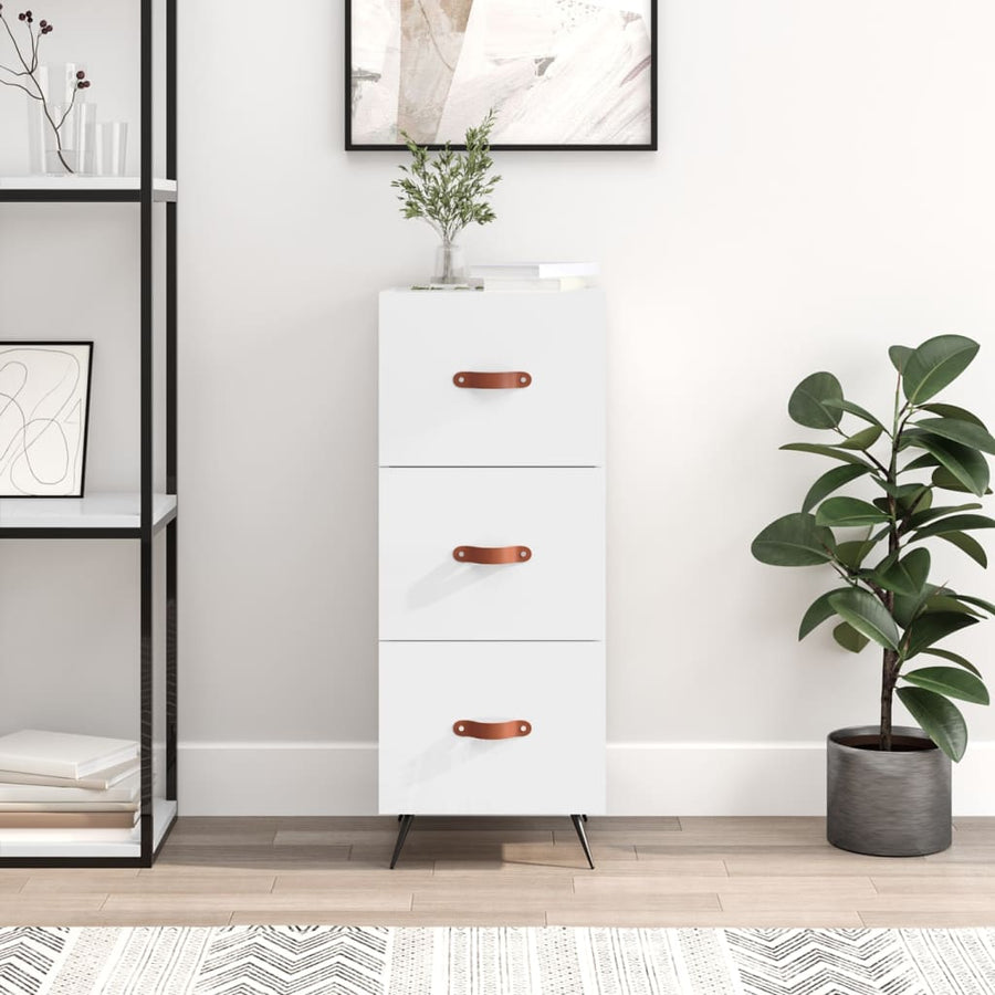 Dressoir 34,5X34X90 Cm Bewerkt Hout Hoogglans Wit