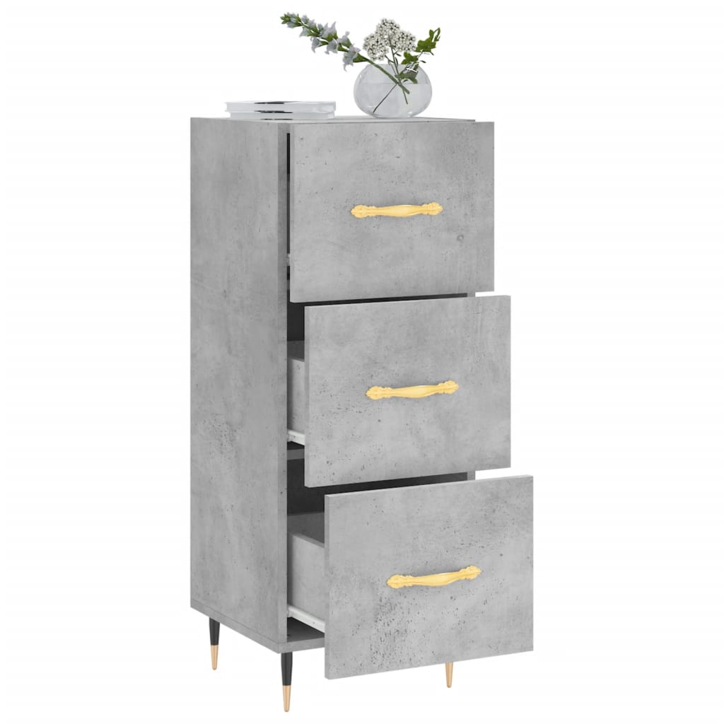 Dressoir 34,5X34X90 Cm Bewerkt Hout Betongrijs