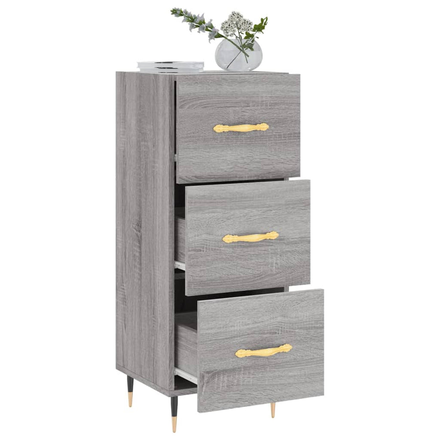 Dressoir 34,5X34X90 Cm Bewerkt Hout Grijs Sonoma Eikenkleurig