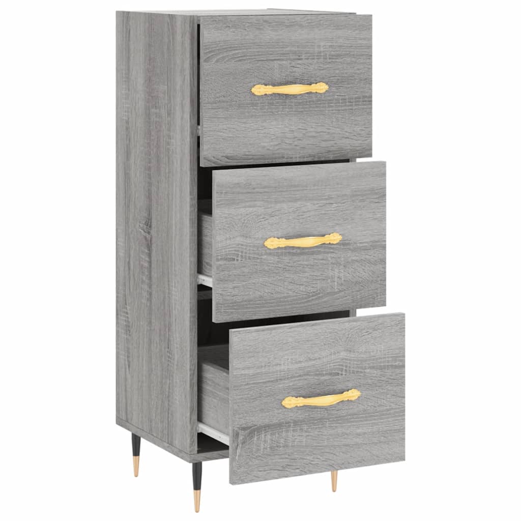 Dressoir 34,5X34X90 Cm Bewerkt Hout Grijs Sonoma Eikenkleurig