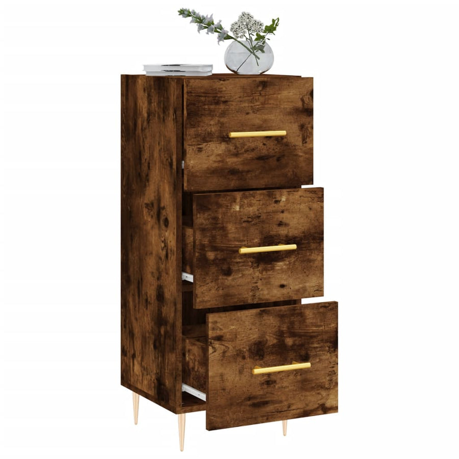 Dressoir 34,5X34X90 Cm Bewerkt Hout Gerookt Eiken