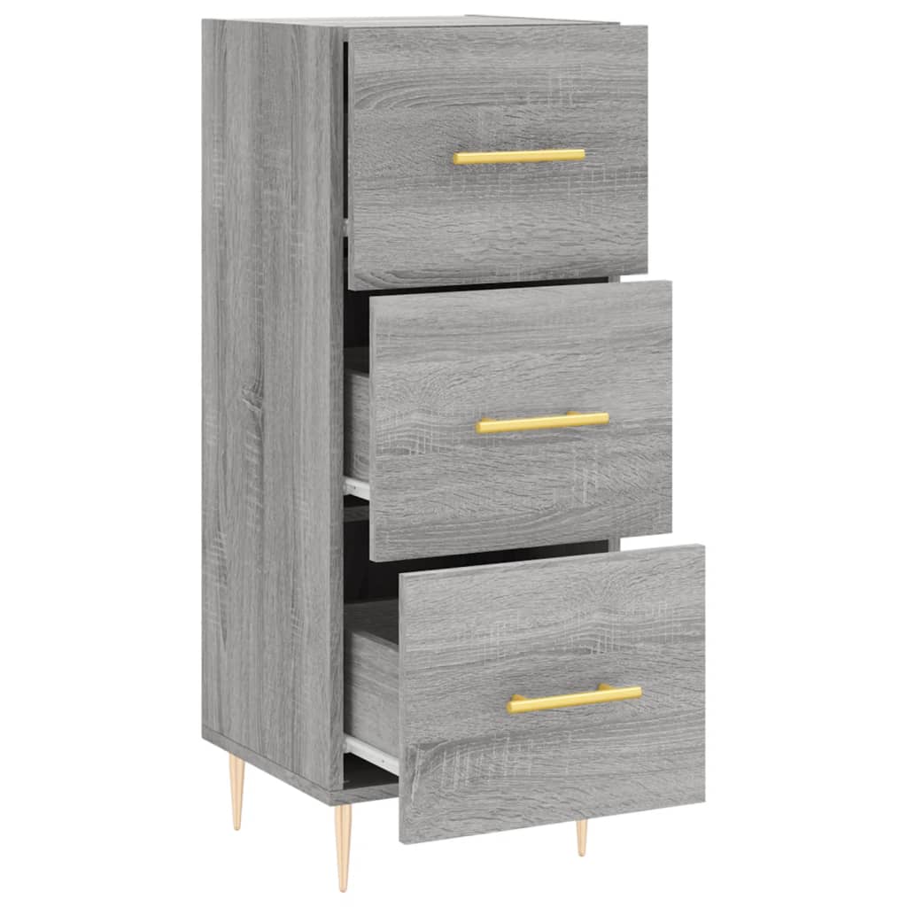 Dressoir 34,5X34X90 Cm Bewerkt Hout Grijs Sonoma Eikenkleurig