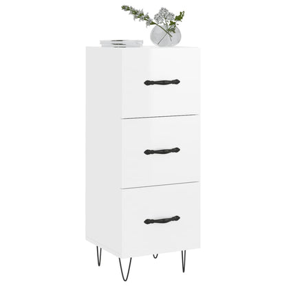Dressoir 34,5X34X90 Cm Bewerkt Hout Hoogglans Wit